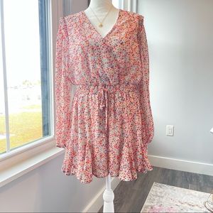 Francesca’s Blue Rain Multicolor Floral Romper